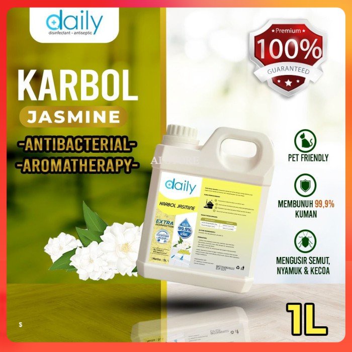 Karbol Daily Antibacterial Wangi Jasmine 1 Liter Premium Karbol Pembersih Lantai Dan Kamar Mandi