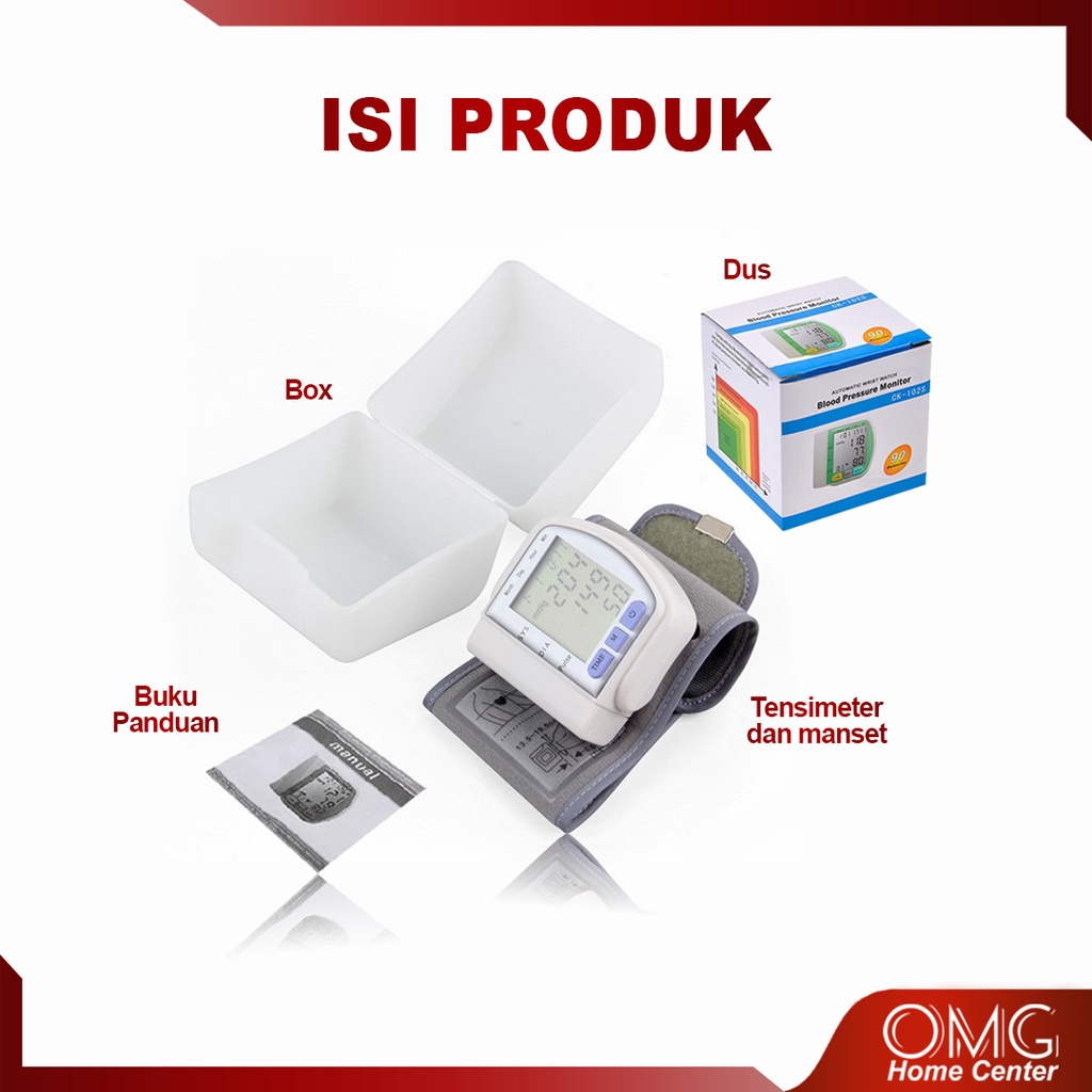 TENSIMETER DIGITAL PERGELANGAN TANGAN Pengukur Tekanan Tensi Darah LCD Display Portable Blood Pressure Monitor Elektrik