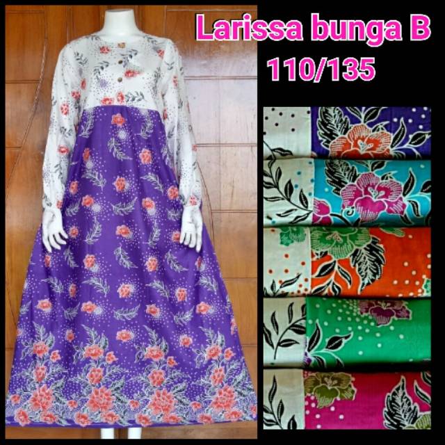 LARISSA DASTER RAYON IBU - baju rumah busui kekinian lengan panjang payung murah bunga kombi