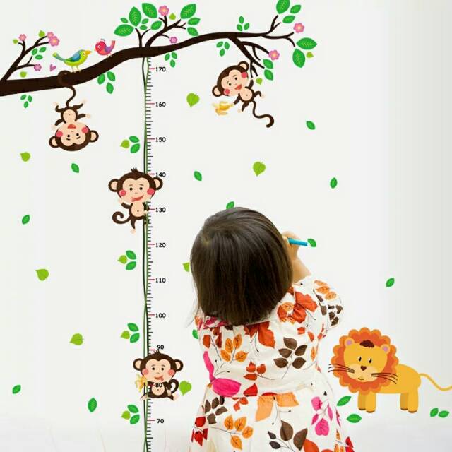 RELIZA WALL STICKER / STIKER DINDING PENGUKUR TINGGI BADAN JERAPAH ANIMAL GROW UP SK9128