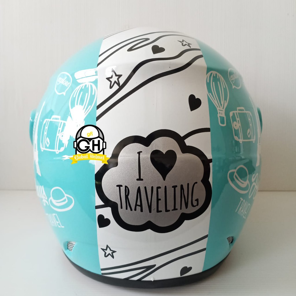 HELM HALF FACE EVOLUTION MOTIF TRAVELING TOSCA MIRIP GM EVO MURAH HELM DEWASA MURAH