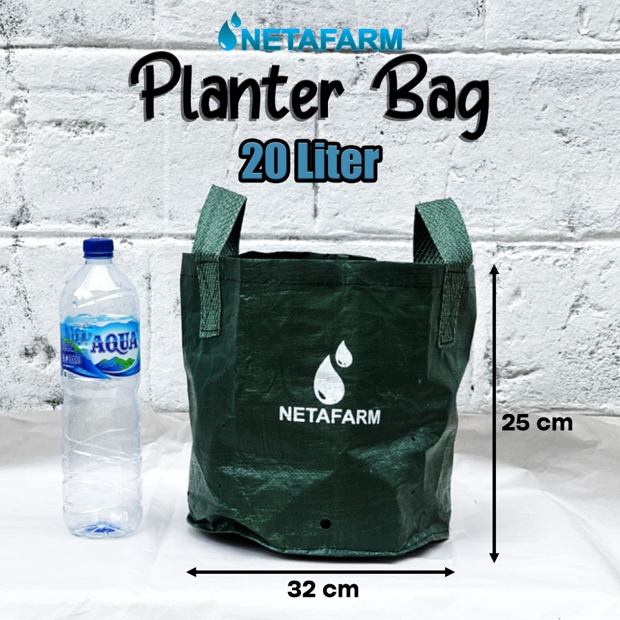 Planter Bag 20 Liter Hijau Kantong Pot Tanaman 2 Handle NETAFARM EG