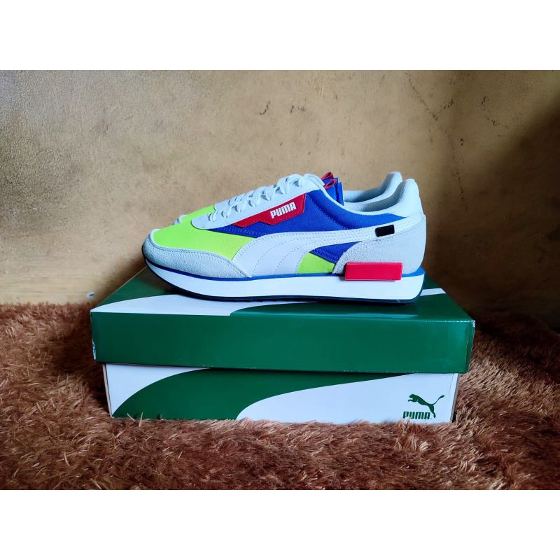 Puma Future Rider Play On White - Yellow Allert Original Resmi