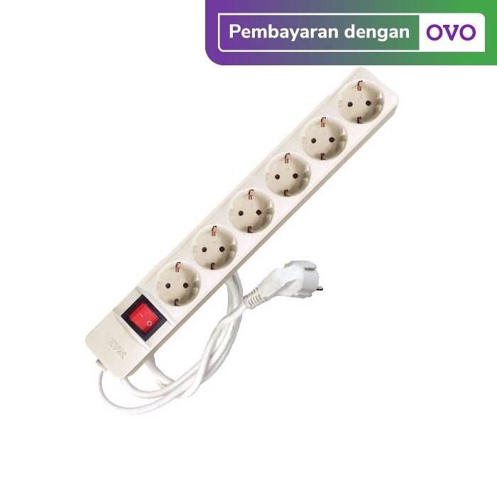 Meval Stop Kontak Isi 6 + Saklar - Kabel 3m