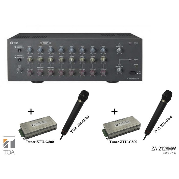 AMPLIFIER TOA ZA-2128 MW + 2 X MIC HANDHELD WIRELESS TOA ZM-800