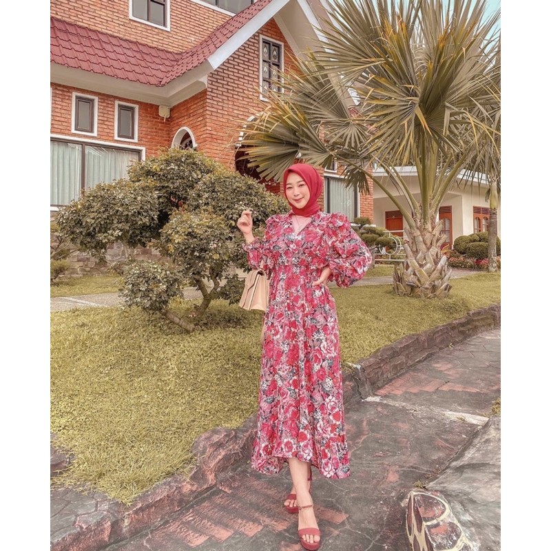 31170 Dress Maxi Red Rose Import 01-5