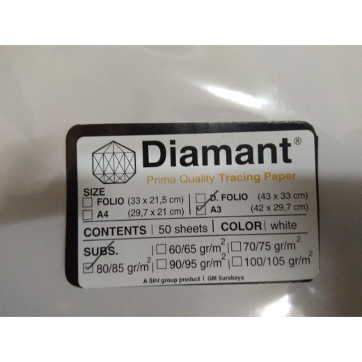 

Kertas Kalkir Diamant A3/Kertas kalkir/Kertas Ploter/Tracing Paper