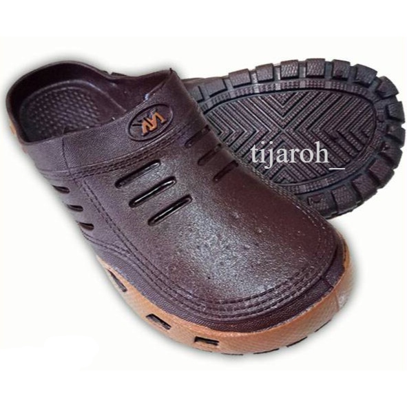 Nikko 38-42 / Sandal Sepatu Selop Bakpao Baim Karet PVC Laki-laki Coklat