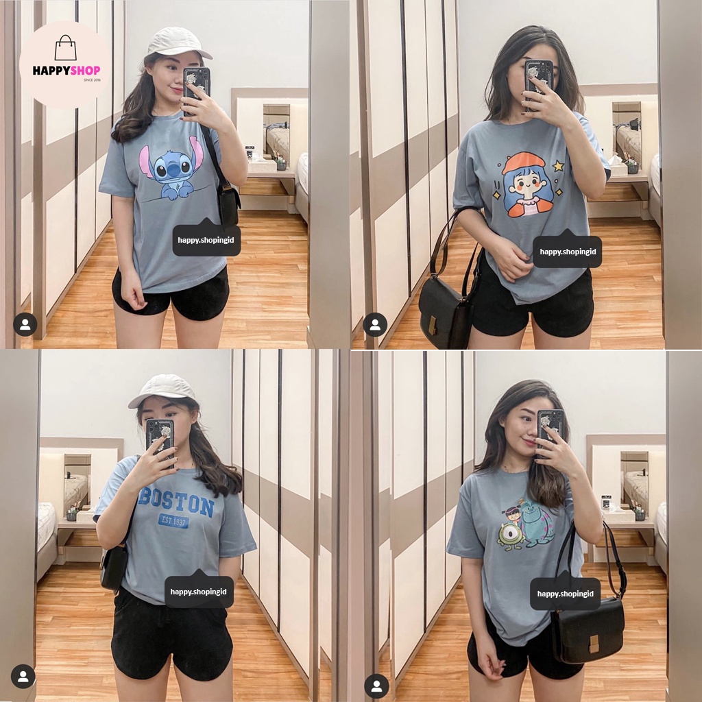 KAOS TUMBLR WANITA WARNA DUSTY BLUE | BAJU OVERSIZE WANITA WARNA DUSTY BLUE BAHAN COTTON COMBED 30s