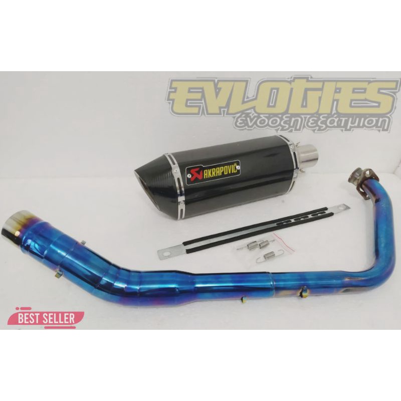 Knalpot Yamaha XSR155 V3 MT15 R3 R15NEW Akrapovic Carbon Leher Biru