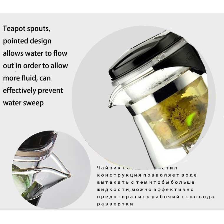 Teko Kaca Infuser Saringan Kopi Teh Chinese Teapot Maker Pitcher 500ml