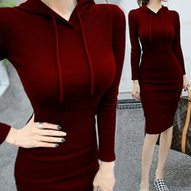 Dress Rajut Hoddie Wanita Aaneaa / Dress Wanita Terbaru - Dress Bodycon Cewek