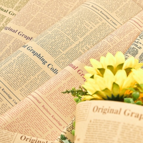 Vintage Newspaper Kertas Bunga Wrapping Cellophane Paperwrap Buket Bunga Bungkusan Bunga / Flower Wrapping / Cellophane / Wrap / Kertas Bunga / Kertas Kado / Flower Paper / Kertas Grosir / Kertas Import / Kertas Cellophane / Florist / Buket Bunga / Floris