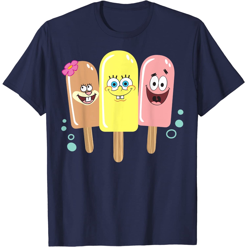 Baju Kaos Anak SpongeBob SquarePants Sandy Patrick Ice Cream Pals Happy T-Shirt