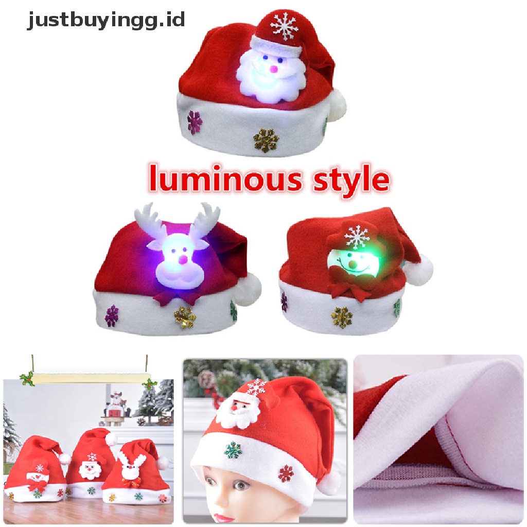 Topi Desain Santa Claus Snowman Elk Dengan Lampu Led Untuk Dekorasi Natal