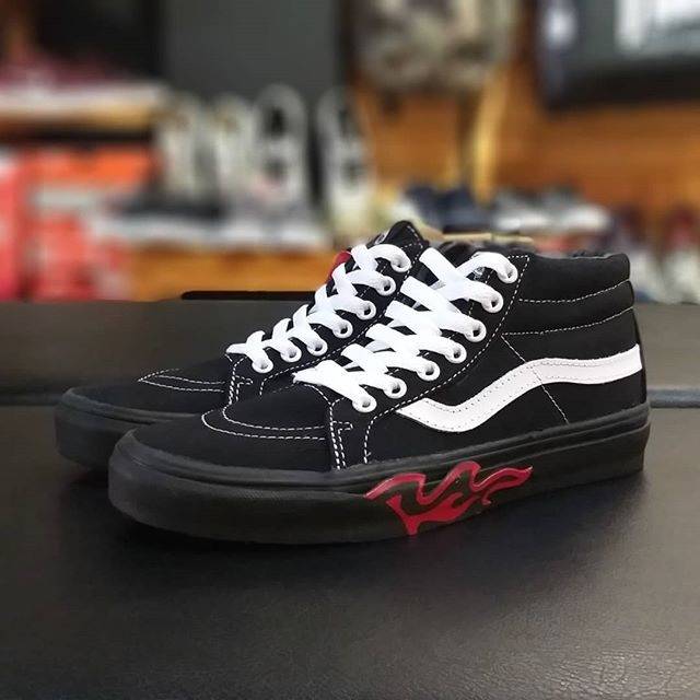flame cut out vans