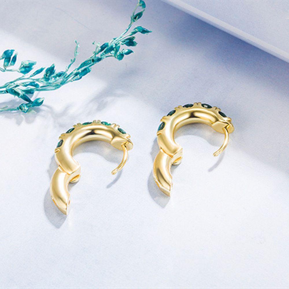 Solighter Emerald Green Hoop Earrings Baru Wanita Gadis Tubuh Perhiasan Emerald Green Huggie Hoop Earrings