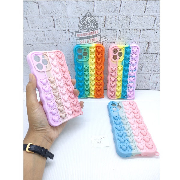 SILICONE CASE POP IT IPHONE 11 PRO PELINDUNG CAMERA - CASE PENGHILANG STRESS PUSH IT BUBBLE CASE RAINBOW