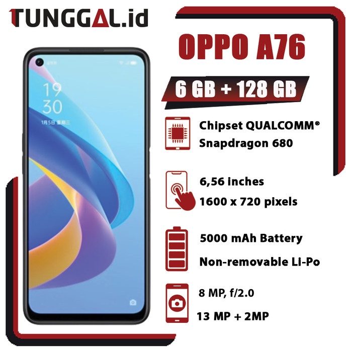 OPPO A76 RAM 6/128 GB RAM 6 GB ROM 128 GB GARANSI RESMI OPPO