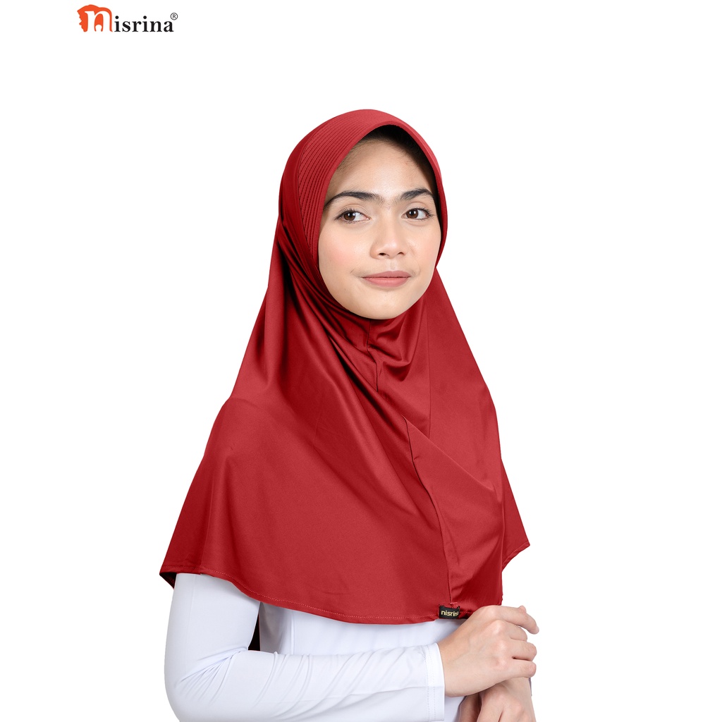 Nisrina Fashion Muslim Jilbab Instan Polos Citra Narurita-Merah Cabe