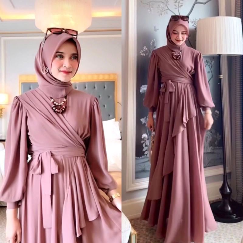 RAYA SERIES DRESS CERUTY ARMANY FULL FURRING/MEYHIRA DRESS/GAMIS CERUTY READY STOCK M L XL XXL/GAMIS MUSLIM WANITA TERLARIS/RISSA DRESS/FAR MOSLEMSTORE