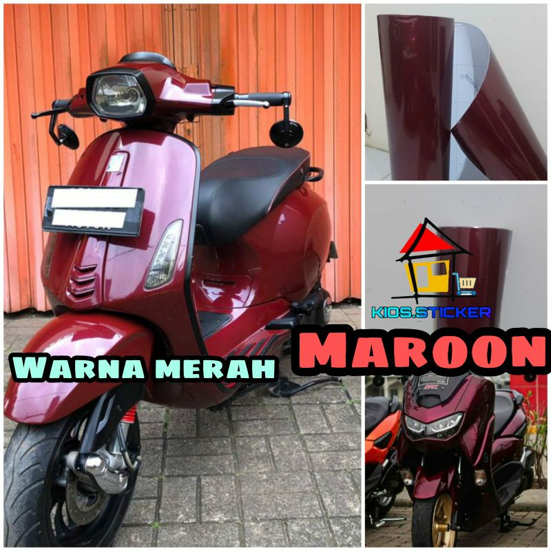 Sticker Skotlet Merah Maroon Metalik Candy Scotlite Red Candy Premium Stiker Merah Hati Gelap Glossy