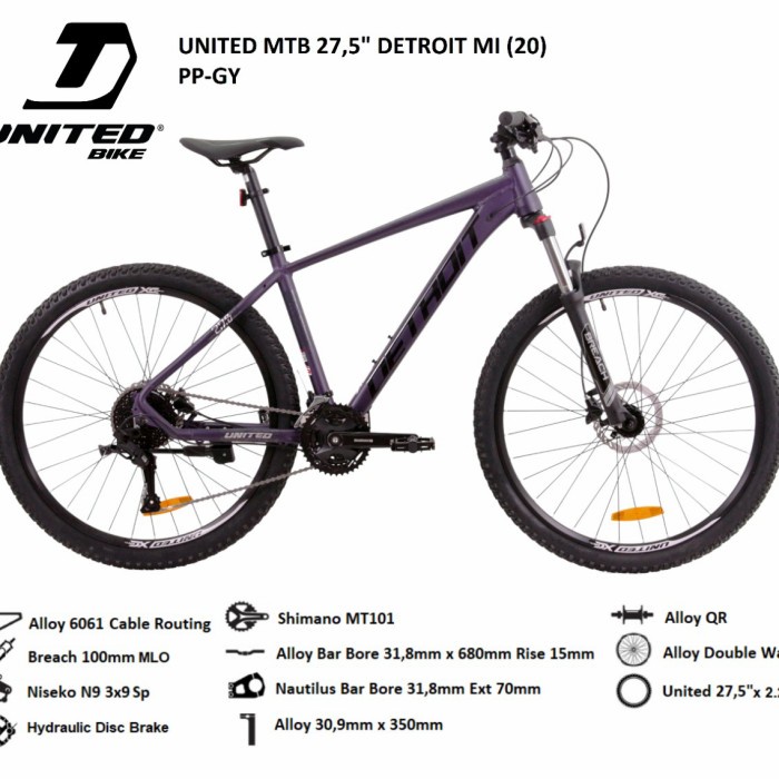 Sepeda gunung United MTB 29" Detroit MI - Purple-Grey