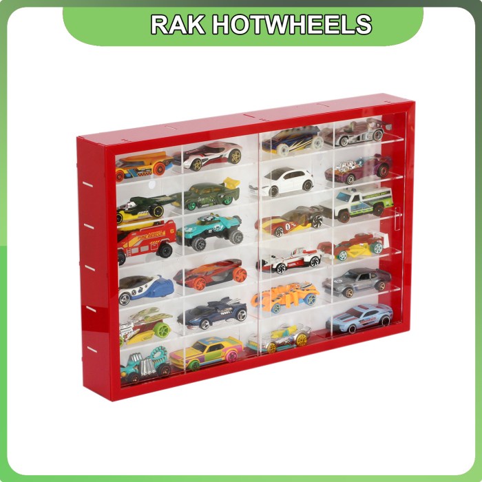 

Promo Rak Rack Hotwheels 1:64 Isi 24 No Header Slim Fit Edition - Merah
