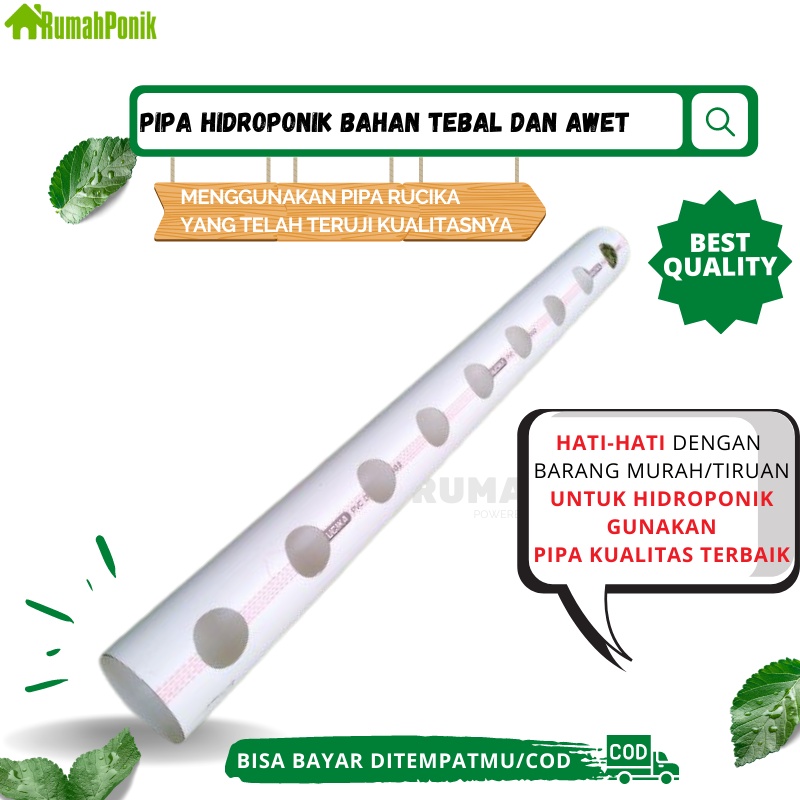Pipa Hidroponik - Paralon Hidroponik 2,5 inch Tanpa Tutup 0,5 meter sampai 1,3 meter
