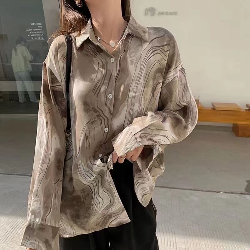 MOOGU ♡ Kemeja vintage lengan panjang atasan wanita