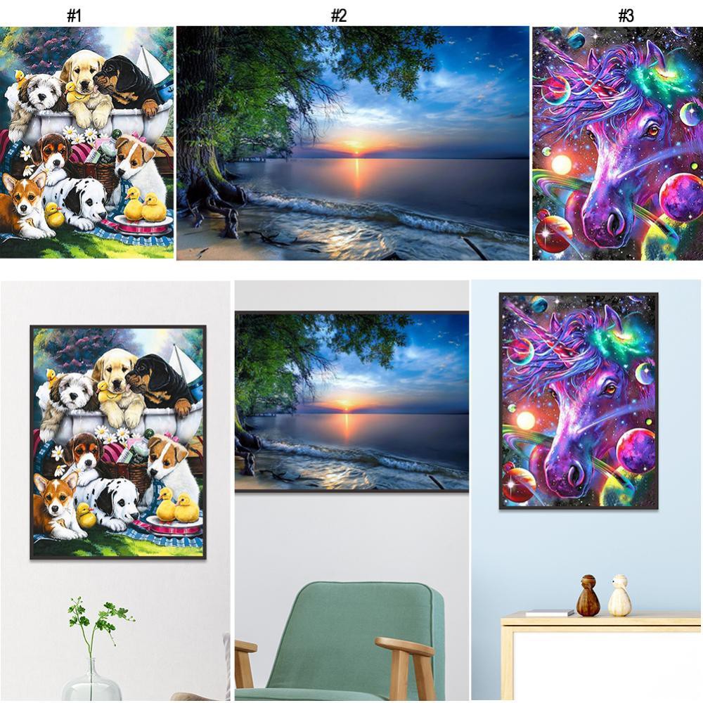 Diy Lukisan Diamond 5d Dengan Gambar Binatang Anjing Untuk Hiasan