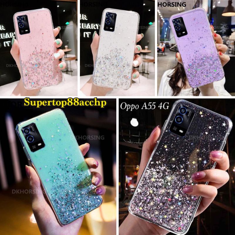 Oppo A55 4G Casing Soft Case Tpu Bahan Premium Glitter Glossy