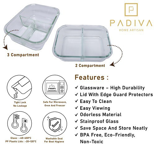 Padiva 1520ml Mix 2+3compartments Glassbox - GBP1520M