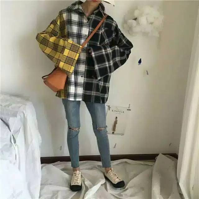 비블✨Kemeja lengan panjang BTS Suga campuran tiga warna