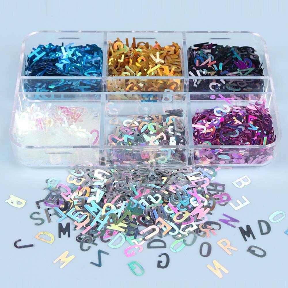 MXBEAUTY 3d Stiker Kuku Shiny 6kisi Dekorasi Nail Art Manicure Aksesoris Hologram Nail Art Nail Art Ornamen Nail Paillettes Set