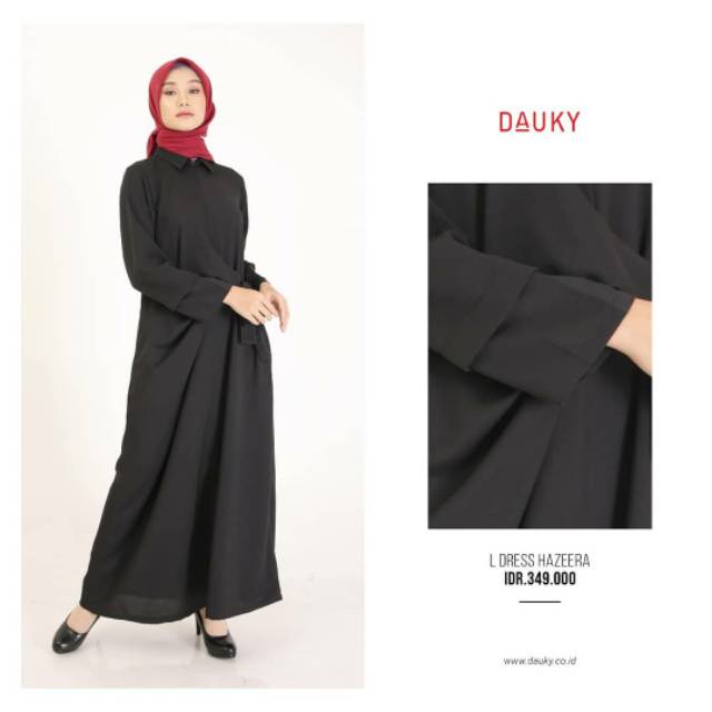 GAMIS KATUN DRESS HITAM DAUKY | L DRESS HAZEERA