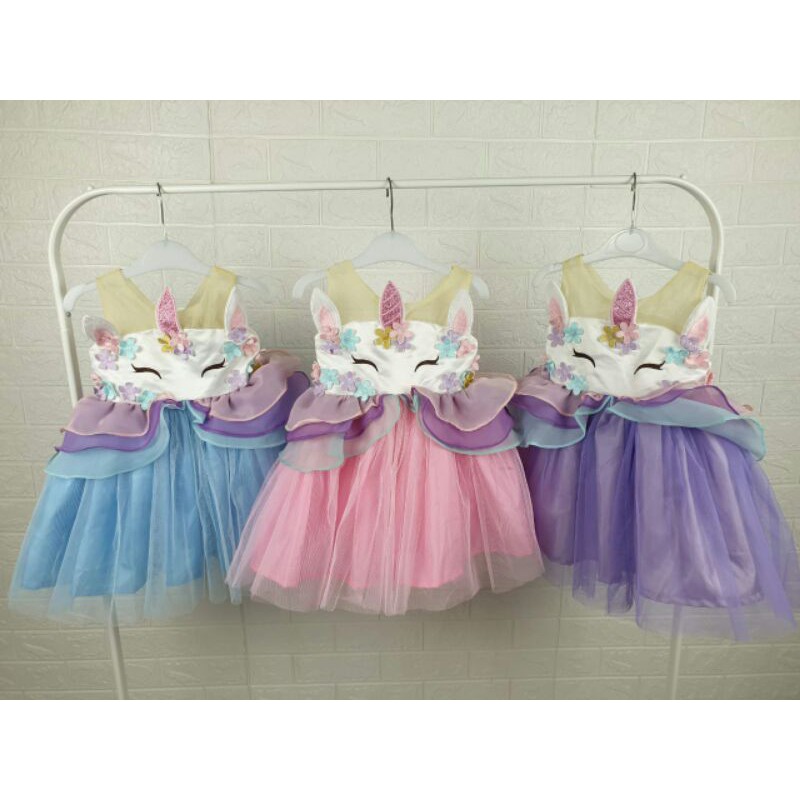 LR234 DRESS UNICORN &amp; FROZEN DRESS ULANG TAHUN SZ1-6TH