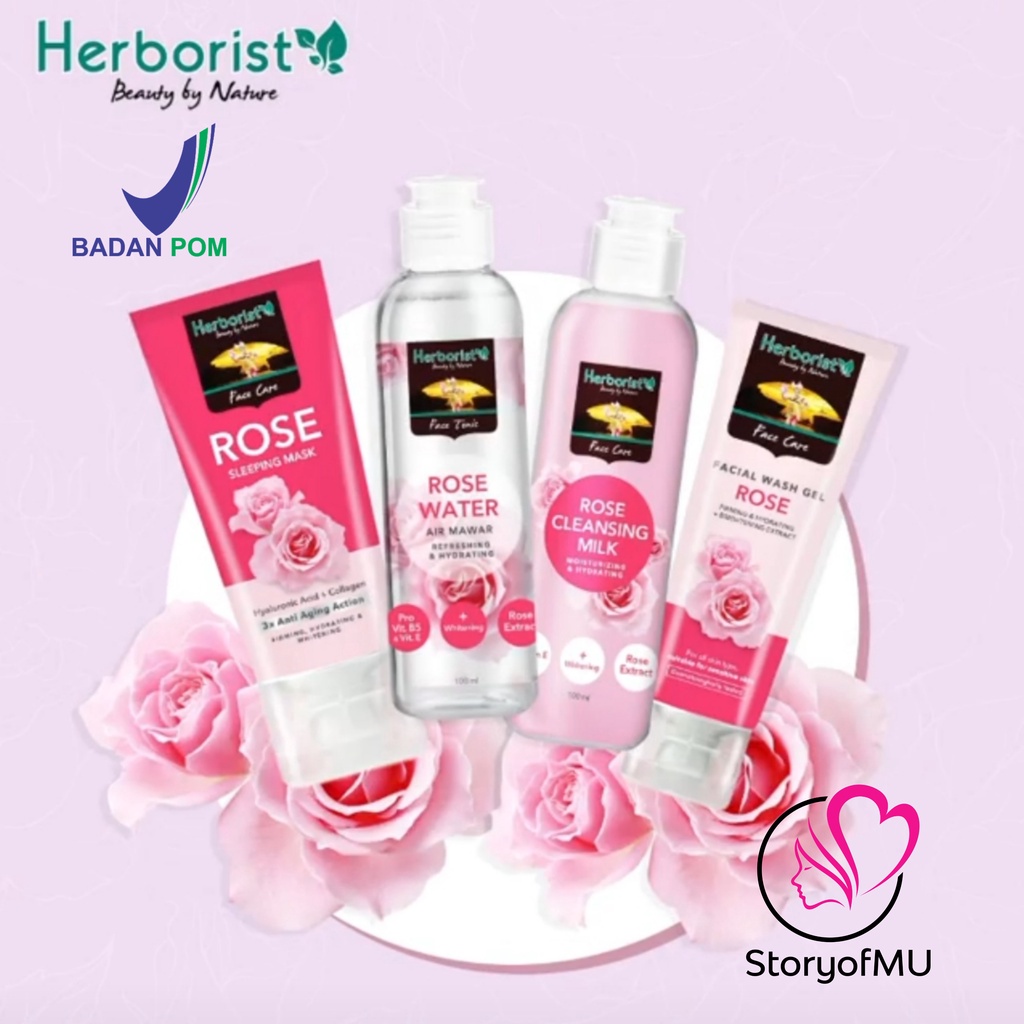 HERBORIST Rose Water &amp; Cleansing Milk | Sleeping Mask | Facial Wash | air mawar herboris