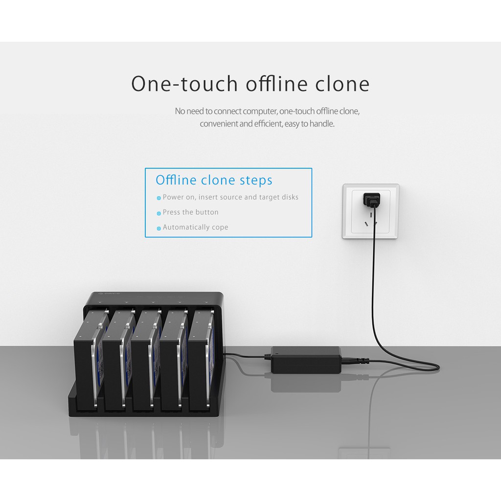 Docking harddisk hdd ssd orico 5 bay 2.5 3.5 inch sata usb 3.0 5Gbps off Clone duplicator 6558us3-c - hard disk drive dock 2.5&quot; 3.5&quot; usb3.0 6558-us3