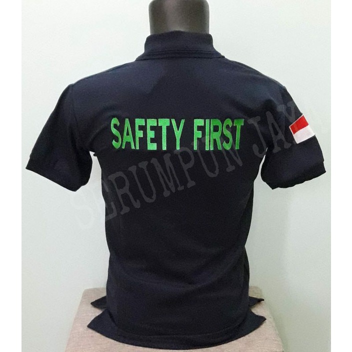 KAOS NAVY SAFETY FIRST  - KAOS  SAFETY FIRST NAVY FULL BORDIR - KAOS KERAH SAFETY FIRST