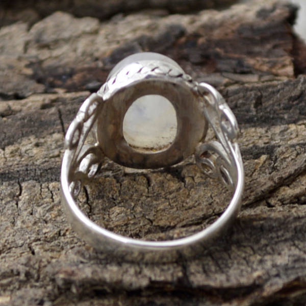 Cincin Batu Bulan Bahan Stainless Steel Warna Silver Untuk Aksesoris