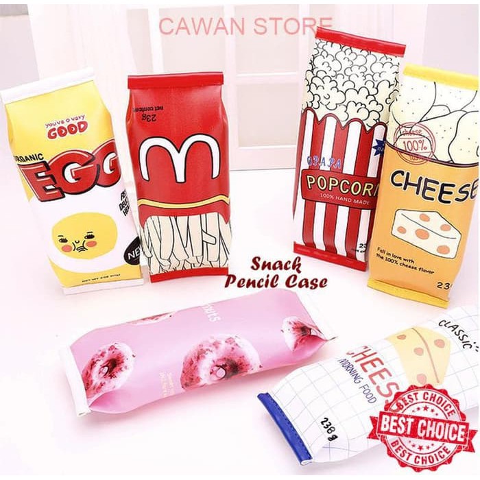 

Snack Pencil Case POPCORN- POTATO CHIPS- CHEESE CAKE (kotak pensil)