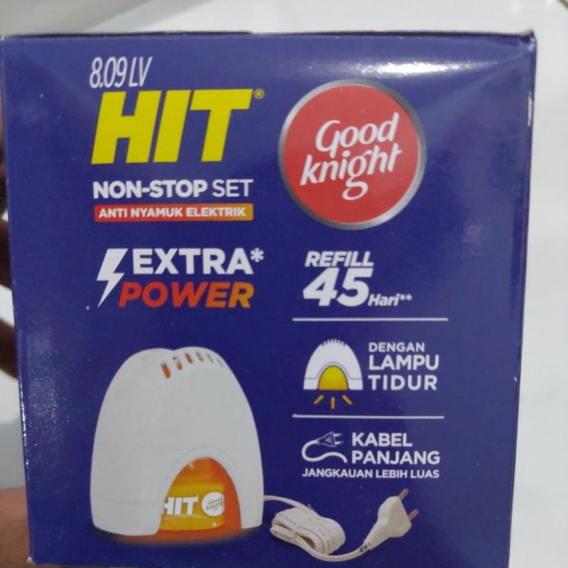 Alat Hit Non Stop Set 8.09 LV Good Knight + Refill Fresh isi 2 - Obat Anti Nyamuk Elektrik Kabel Panjang ( Tahan 45 Hari )