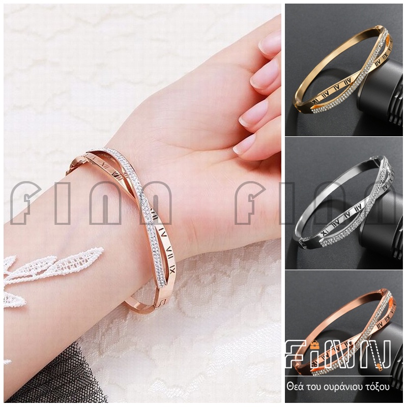 Gelang berlapis titanium premium Berlian dekoratif bergaya gelang wanita Korea