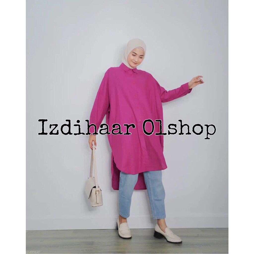 Siren Long Tunik Polos Basic Jumbo Ld 120 Bahan Rayon Viscose Premium | Atasan Wanita Tunik Full Kancing Busui | Layna Tunik Velmo | Cod Nusantara | Izdihaar Olshop