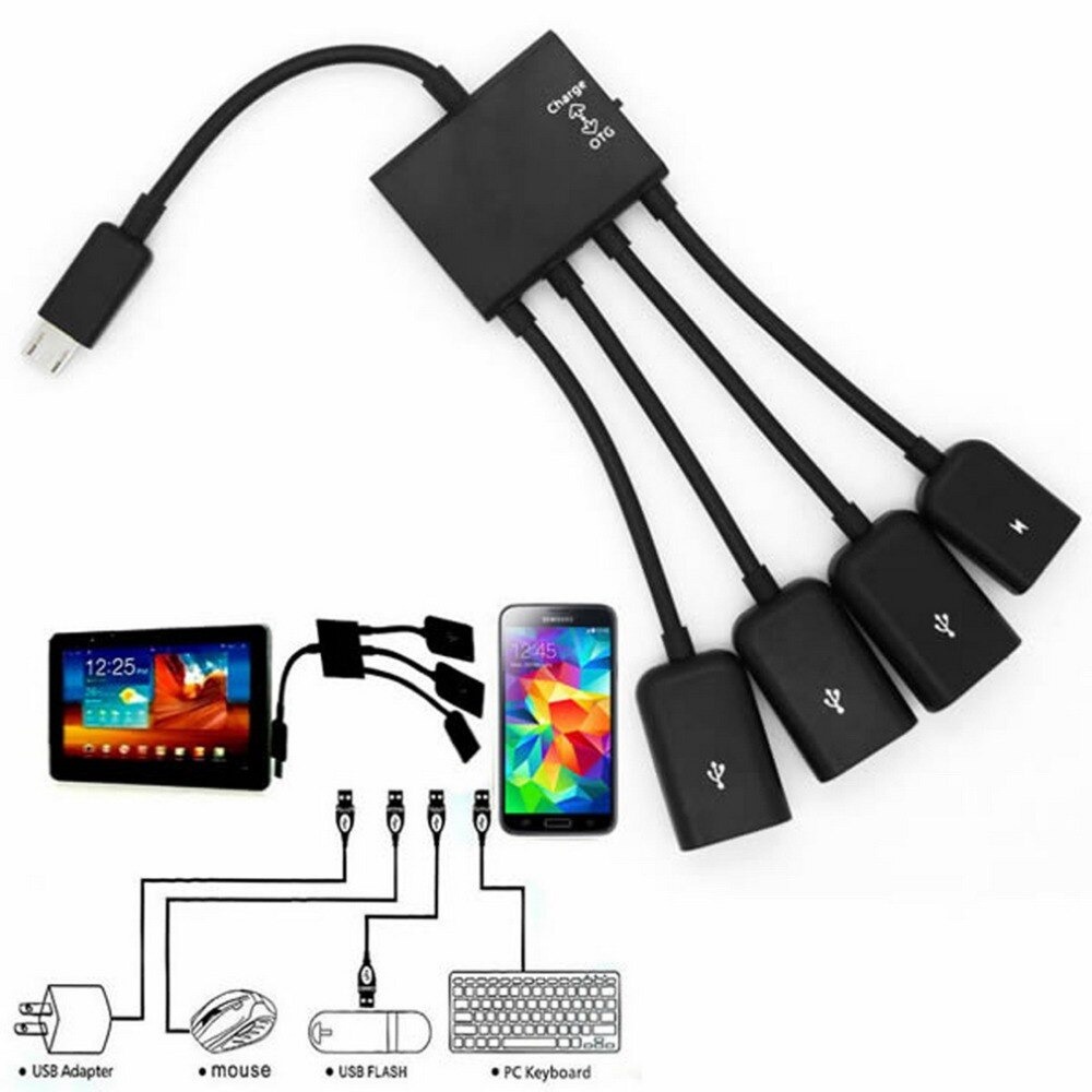 Kabel Micro USB OTG Hub 4 in 1 Data Cable &amp; Charge - M3H4