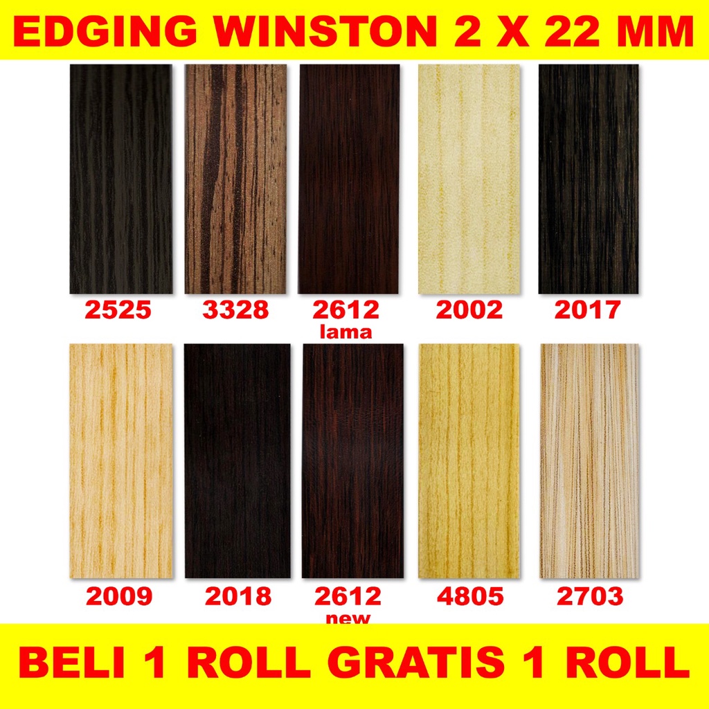 TERMURAH PROMO EDGING HPL WINSTON NO TACO MOTIF URAT KAYU (SOLID COLOUR )