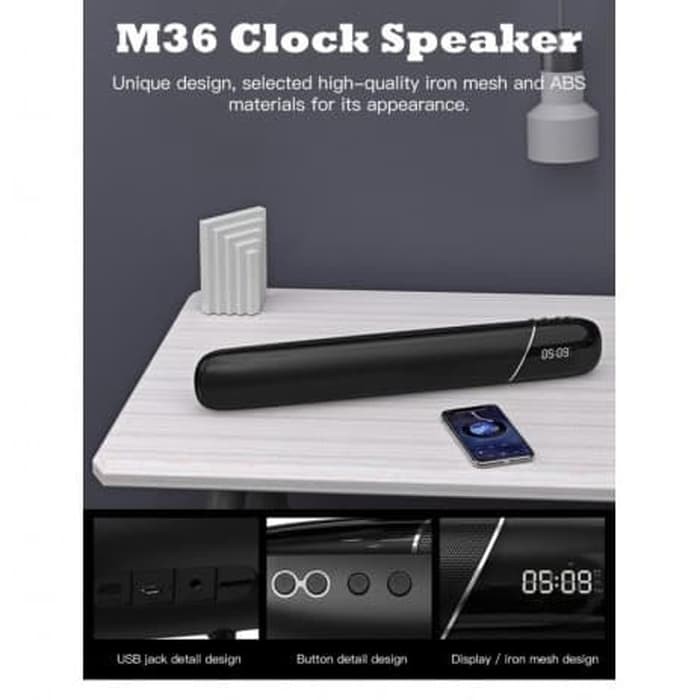 REMAX RB-M36 Wireless Speaker With Clock - Speaker Bluetooth Remax