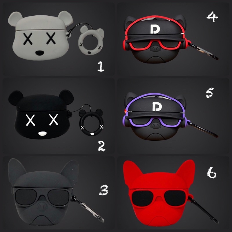 case airpods pro premium kaws bear dog