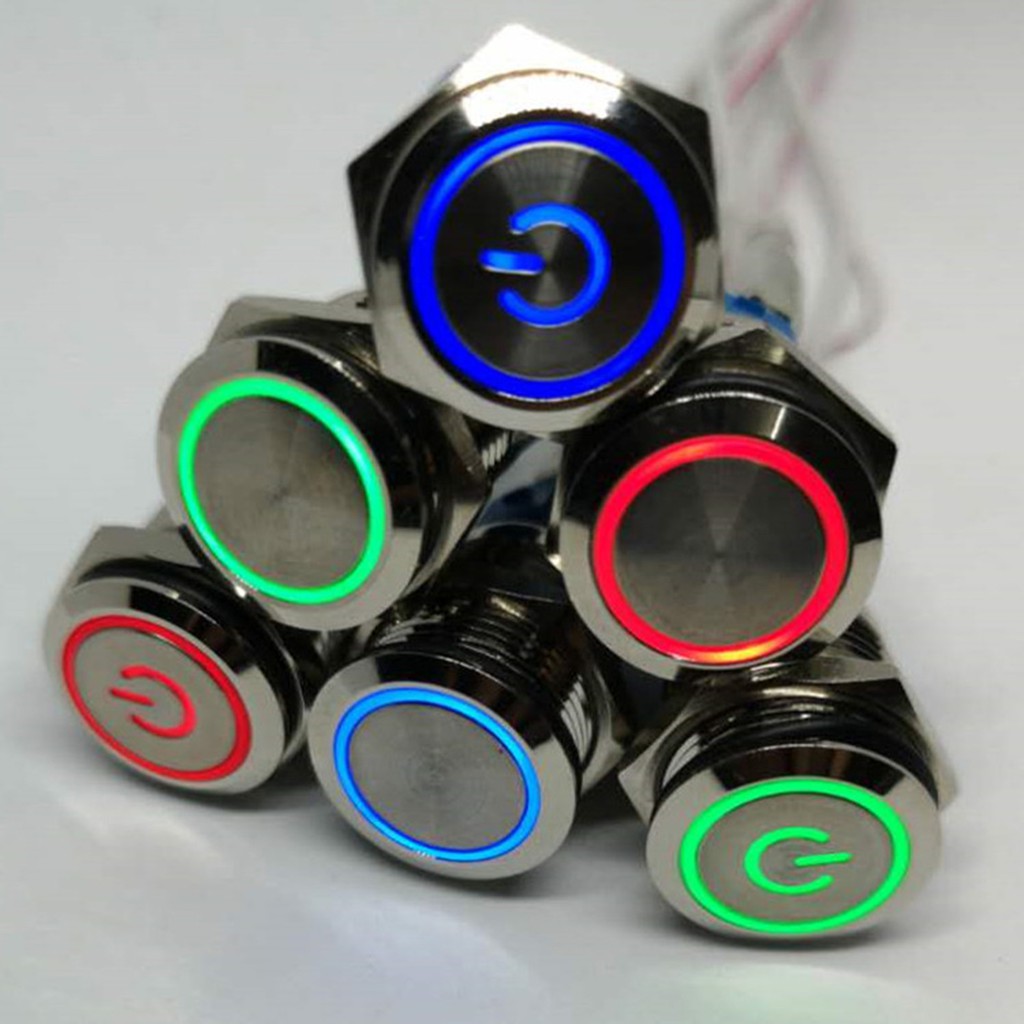 Waterproof 16mm Metal Self-Locking Switch Button with Bright LED Light Lamp